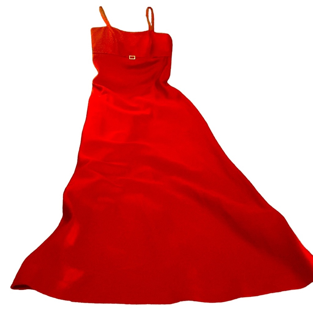 Red full length elegant gown
